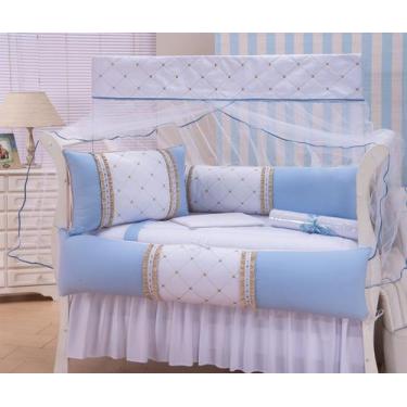 Imagem de Kit enxoval para berço mosaico azul menino - MEDINA CONFECÇÕES