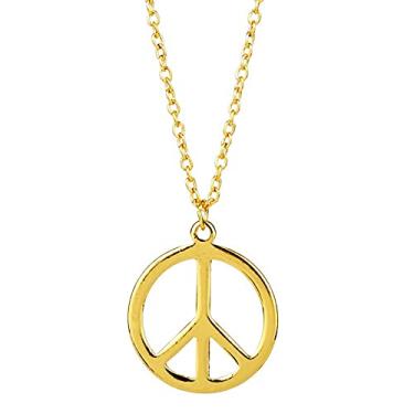 Imagem de Colar com pingente de sinal de paz estilo hippie de metal com pingente de sinal de paz, vintage, retrô, acessórios de vestir, colar ajustável, joias para mulheres e homens, Metal, Metal