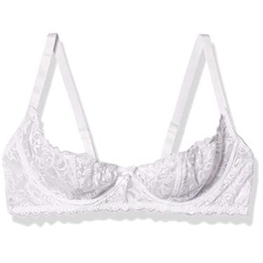 Imagem de Dreamgirl Sutiã feminino plus size de renda com aro aberto, Branco, 44