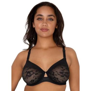 Imagem de Curvy Couture Sutiã feminino plus size de renda sem forro com aro, Hue preto, 40C