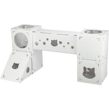 Imagem de TRIXIE Condomínio modular para gatos de papelão Finca Felice, condomínio interno ondulado para gatos e torre de brincar, módulos combinados individualmente para brincar e relaxar, material 100%