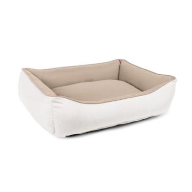 Imagem de Sunbrella Cama dupla face reversível para ambientes externos/internos, com amortecedor 51 x 66 x 20 cm, pequena, areia/casca de ovo