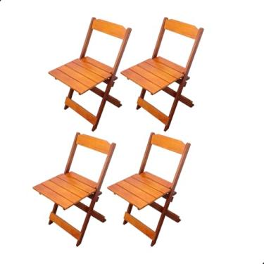 Imagem de 4 Cadeiras Dobráveis Madeira Maciça Itaúba Bar Area De Lazer (Mel)