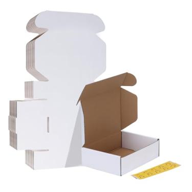Imagem de HORLIMER 10 pacotes de caixas de transporte 7x5x2, caixa de papelão ondulado branco para envio, embalagem, pequenas empresas