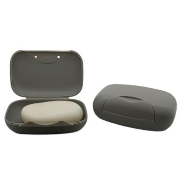 Imagem de Vonpri Porta-Sabonete de Viagem, Saboneteira, Saboneteira de Chuveiro, Estojo, Recipiente, Caixa para Banheiro, Camping, Academia (Cinza, Sem Bolsa)