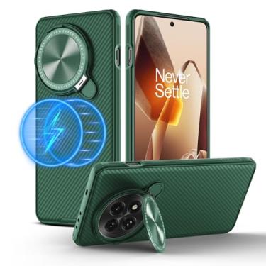 Imagem de Nillkin Capa magnética para OnePlus 13, compatível com MagSafe, capa fina e fina com capa de câmera e suporte, capa protetora Camshield para OnePlus 13, verde