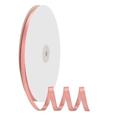 Imagem de BVIEAKD Fita fina de cetim rosa empoeirada de 0,6 cm x 100 m, fitas de dupla face de cor sólida perfeitas para artesanato, decoração de casamento, fazer laço, costura, e mais