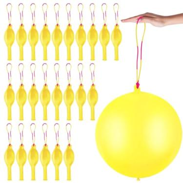 Imagem de 24 Pcs Yellow Punch Balloons Bounce with Rubber Band Handle Punching Balloon Heavy Duty for Birthday party favors, Kid (Yellow)