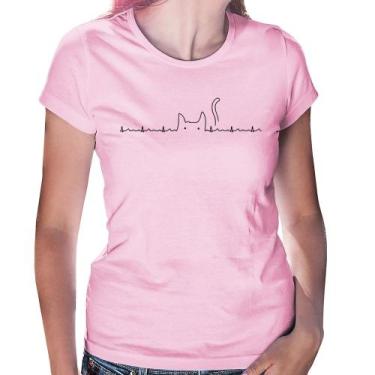 Imagem de Baby Look Batimentos Cardíacos Gato - Foca na Moda, Rosa bebê, GGG