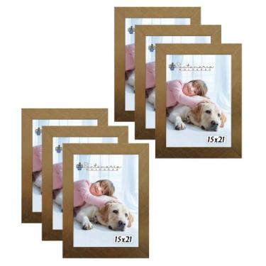 Imagem de Kit 6 Molduras Porta Retrato 15X21 Dourado - Santamaria Molduras