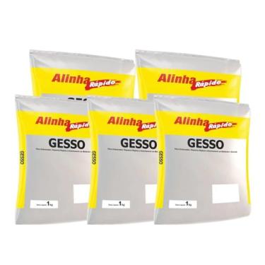 Imagem de Kit 5 Gesso Seca Rápido Reparos Artenasal Cola Branco 1kg - SILAQUA
