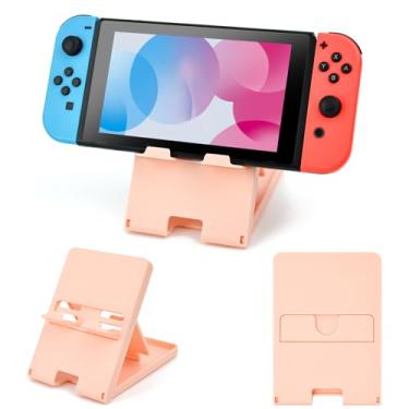 Imagem de DLseego Suporte de interruptor adequado para Switch OLED/Switch/Switch Lite, suporte ajustável de ângulo fofo, suporte portátil dobrável antiderrapante de anime Kawaii com 4 configurações de altura -