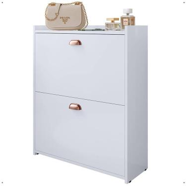 Imagem de Sapateira Closet Vertical Organizadora 12 Pares Calçados Unissex Prateleira 2 Andares Gavetas Basculante Branco - Lojas RPM