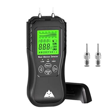 Imagem de VOLCANOES CLUB Medidor de umidade para paredes de madeira - Medidor de umidade tipo pino digital preciso para madeira serrada, gesso, madeira, gesso, madeira, marcenaria, detector de umidade,