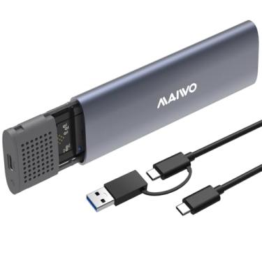 Imagem de MAIWO Adaptador de Gabinete M.2 Ssd, Usb 3.2 Gen 2(10 Gbps) para M.2 Nvme/Sata, Suporte Uasp Trim, Expansão de Armazenamento de 4 Tb, Chave M Ou B&M, Liga de Alumínio, Sem Ferramentas, Suspensão Autom