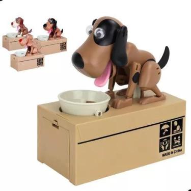 Imagem de Cofrinho Cofre Infantil Cachorro Fofo Come Moedas Na Tigela - Toys
