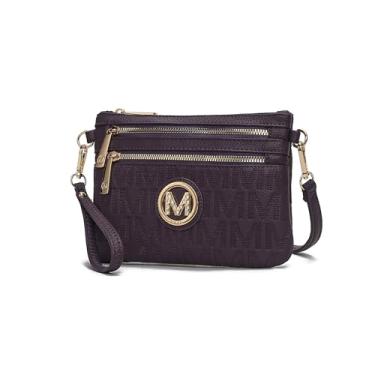 Imagem de MKF Bolsa tiracolo feminina, alça de pulso – Bolsa de ombro de couro PU – Bolsa carteiro pequena preta, Roonie Roxo, Small