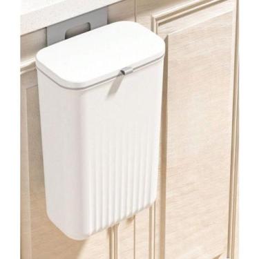 Imagem de Lixeira Suspensa Multiuso 9L Com Tampa Retrátil Sem Furo Porta Armário