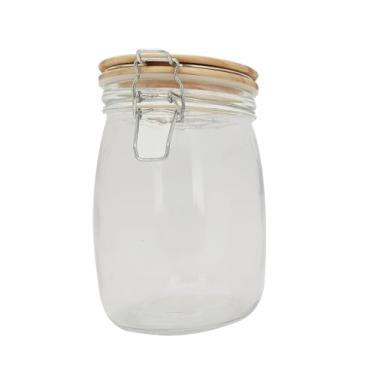 Imagem de Mimo - Pote 1L Hermetico Vidro Vitreo Com Tampa Madeira Mimo Vd23023