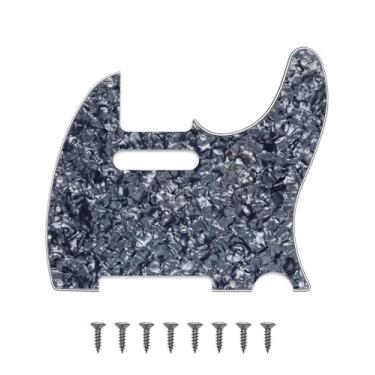 Imagem de 8 furos Tele Pickguard estilo moderno TL Pick Guard com furos de parafuso de montagem para tele/telecaster (pérola cinza)