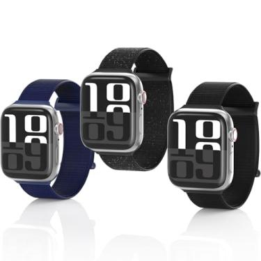 Imagem de VONKAKOO Pulseira esportiva de nylon respirável para Apple Watch séries 10, 9, 8, 7, 6, 5, 4, 3, SE, Ultra 2 1, pacote com 3
