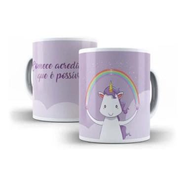 Imagem de Caneca Porcelana Unicórnio Comece Acreditando Que É Possível - Villa C