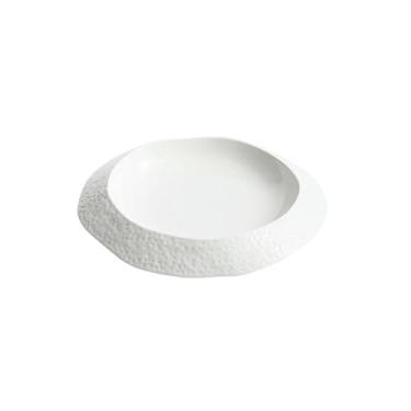 Imagem de Revestimento de comida ocidental branco irregular, prato de cerâmica do clube do hotel - 35,56 cm