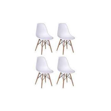 Imagem de Kit com 4 Cadeiras Charles Eames Wood DSW Branca -  Base Madeira - Dec