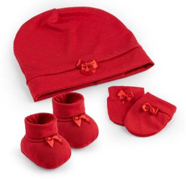 Imagem de Kit Maternidade Menina e Menino Touca Luva e Sapatinho Malha 100% Algo