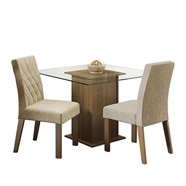 Imagem de Conjunto Sala de Janta Mesa Tampo de Vidro 2 Cadeiras Rustic/imperial Ciça Madesa