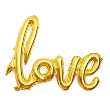 Imagem de Bexiga Balão Metalizado 100cm Namorados Love Dourado - Warna