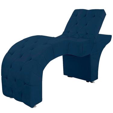 Imagem de Maca Estofada Capitone Reclinável Julia Para Estetica Facial Sombrancelha E Cílios Suede Cor Azul Marinho