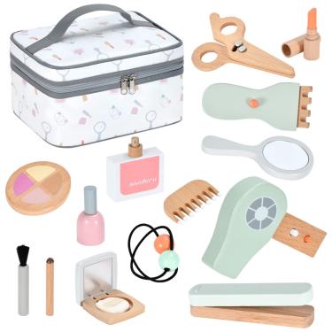 Imagem de Conjunto de brinquedos de maquiagem Ehome Wooden Salon para meninas de 3 a 10 anos