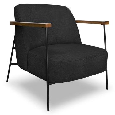 Imagem de Poltrona Para Sala Pés Metálicos Ellen S06 Boucle Preto - Mpozenato