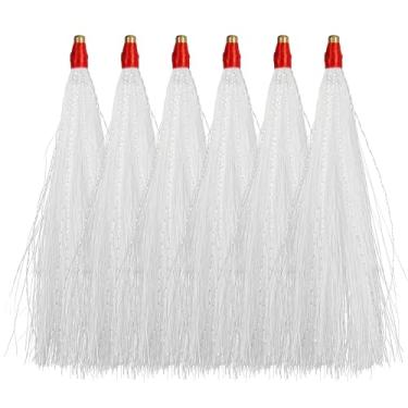 Imagem de Bucktail Teasers Teasers de pesca, 6 peças Bucktail Mylar Teaser Cauda Teaser Teaser para Fluke Flounder Rigs Isca de Pesca em Água Salgada Pesca Balhau Buck Tail Slide Teaser Kit de Teaser