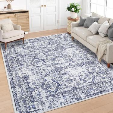 Imagem de GarveeHome Tapete de sala de estar, 20 x 25 cm, vintage, floral, lavável, resistente a manchas, fácil de limpar, antiderrapante, cobertura de chão de pelo baixo para quarto, sala de jogos, berçário