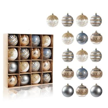 Imagem de Decorazioni dell'albero di Natale, 16 PZ Set di ornamenti Della sfera di Natale, Degli ornamenti di Natale Balls Shatterproof Hanging Ornaments Kit (azul e dourado)