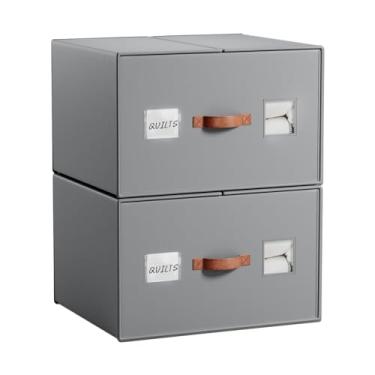 Imagem de EE-RoomWorld Pacote com 2 organizadores de cobertores, organizadores de edredom grandes de 70 L, 53 x 45 x 28 cm, organizadores de lençóis dobráveis e bolsa de armazenamento para colcha, cobertores,