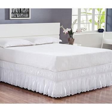 Imagem de Saia para Cama Box Casal Padrão Perolla Bordado Ultrassônico - Branco