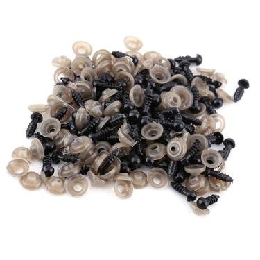 Imagem de 50 Pares 6/9/10/12 Mm Doll Preto Boneca Sénarié Eyes Kit para Brinquedos de Dentes Em Pelúcia (9mm)