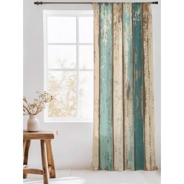 Imagem de Cortina transparente turquesa de chiffon de grão de madeira, cáqui vintage, estilo mosqueado, bolso para haste, janela, filtro de luz, privacidade, voile, tratamento de janela para sala de estar