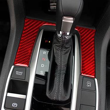 Imagem de CCUUNN Para Honda Civic 10 10ª geração 2016-2019 Auto Parts Controle Central Fibra de Carbono Lateral Mudança de marcha Lateral Adesivo Guarnição do Quadro Acessórios do Interior do Carro