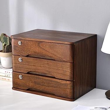 Imagem de Caixa de armazenamento de secretária com gavetas - arquivo de secretária, arquivador de secretária com gavetas caixa de armazenamento de secretária de madeira com gavetas com fecho, organizador
