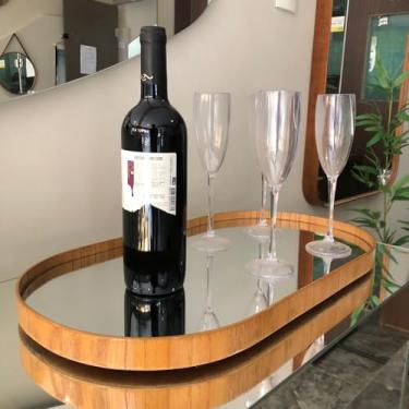 Imagem de BandejaDecorativa Espelhada Flutuante Para Mesa Bar Aparador 50X30 CM