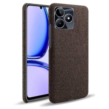 Imagem de Capa para OPPO Realme C53,Capa desenhada em lona,Case Protetora Ultrafina com Empunhadura Macia,Design em Tecido Antichoque e Antiarranhões-Brown