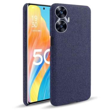 Imagem de Capa para OPPO Realme C55,Capa desenhada em lona,Case Protetora Ultrafina com Empunhadura Macia,Design em Tecido Antichoque e Antiarranhões-Blue