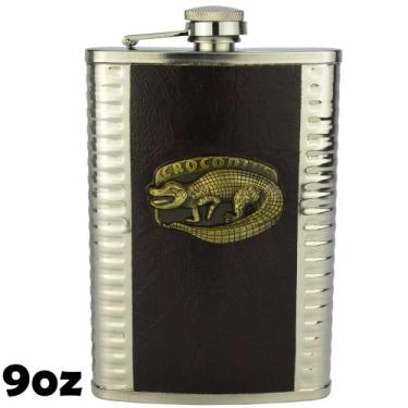 Imagem de Cantil Porta Bebida Aço Inox 266 ML Crocodilo CBRN11650 - Commerce Bra