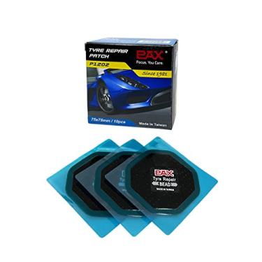 Imagem de PAX 10 peças de patch de viés de caminhão de 75 x 75 mm, reparo de pneu para perfuração, prevenção de pneu plano, ferramenta de reparo de emergência, ecológica, adequada para caminhão, trator (75 mm)