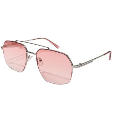 Imagem de JRLLFD Moda Masculina Óculos de Sol Clássicos Condução Armação de Metal Espelho Lazer Pesca Homens Mulheres Óculos de Grau (tamanho único/Prata Rosa)