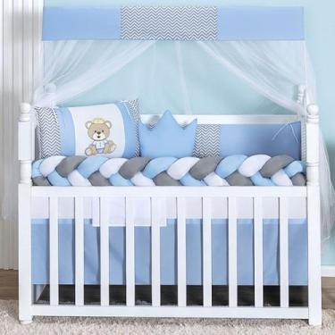 Imagem de Kit Berço Americano Trança 11 Peças Para Bebê Bordado Menino e Menina 